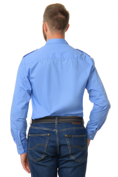 Рубашка охранника в заправку длинный рукав  голубая (SAIL)