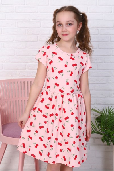 Платье Вишневое варенье короткий рукав детское - розовый (НТ)
