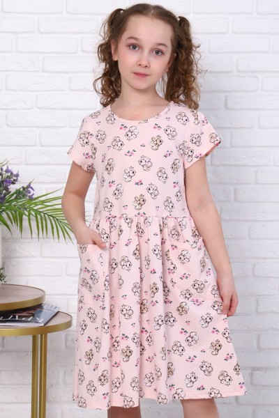 Платье Орешек короткий рукав детское - светло-розовый (НТ)