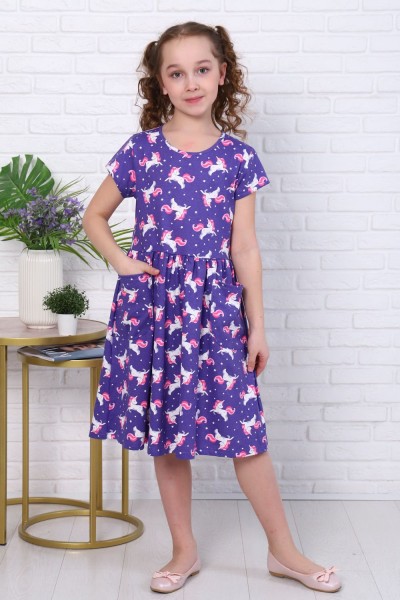 Платье Пурпур короткий рукав детское - сиреневый (НТ)