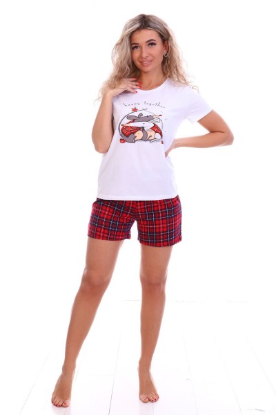 Пижама с шортами Фантазия 0-025 - красн,бел (НТ)