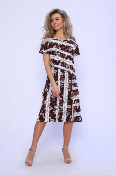 Платье 13127 - бело-коричневый (НТ)