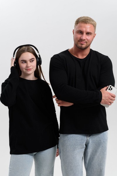 14403 футболка с дл.рукавом унисекс - черный (НТ)