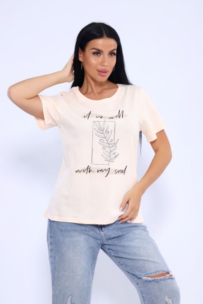 Футболка 80036 - персик-серебро (НТ) Футболка 80036 - персик-серебро (НТ)