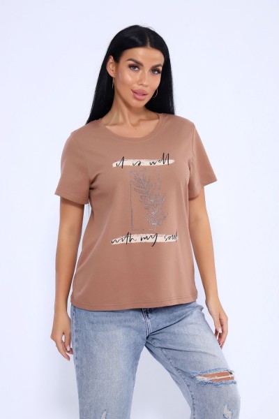 Футболка 80036 - шоколад-серебро (НТ) Футболка 80036 - шоколад-серебро (НТ)