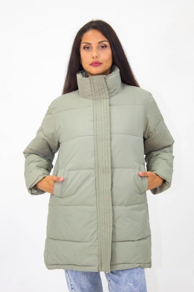 Удлиненная женская куртка осень-весна Лайт арт.151 - светлый хаки (НТ)