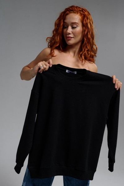 Свитшот базовый женский 14423 - черный (НТ)
