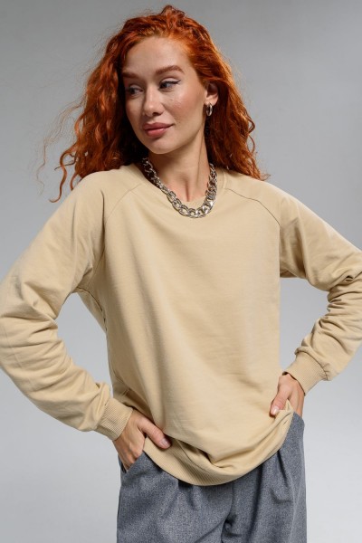 67162 свитшот базовый женский - бежевый (НТ)
