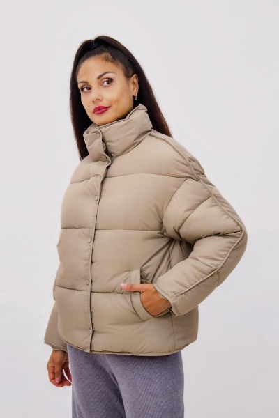 Стильная куртка Оверсайз арт.592 Евро-зима, демисезон - бежевый (НТ)