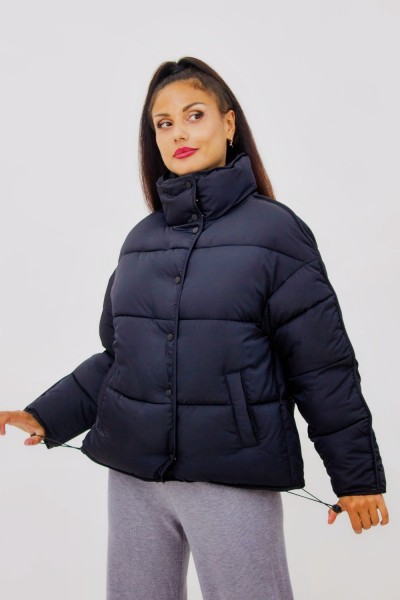 Стильная куртка Оверсайз арт.592 Евро-зима, демисезон - черный (НТ)