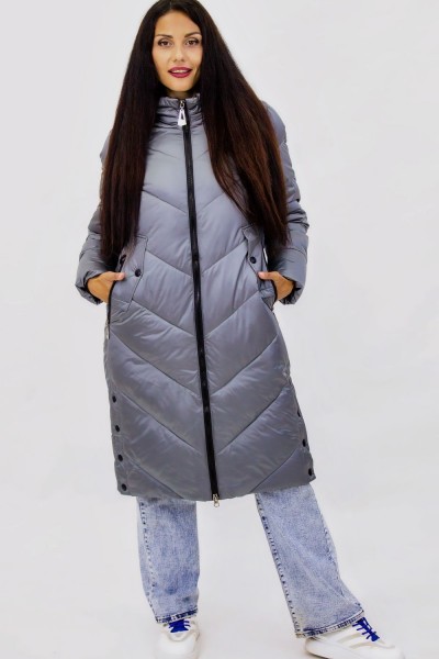Удлиненная куртка Зима арт.6511 - серый (НТ)