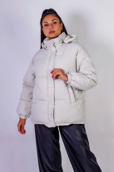 Куртка на меху с капюшоном Евро-зима арт.506 - бежевый (НТ)