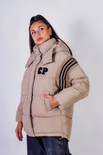 Стильная куртка с капюшоном Оверсайз Евро-зима, демисезон арт.2309 - коричневый (НТ)