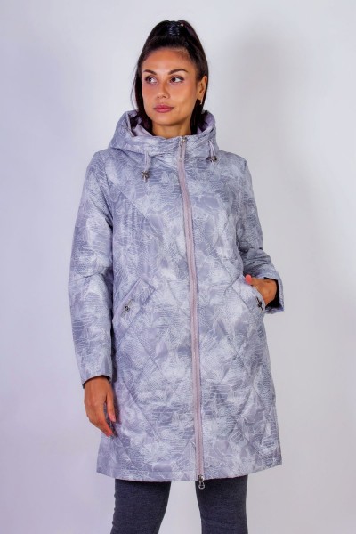 Элегантная демисезонная куртка с капюшоном Листья арт.338 - коричневый (НТ)