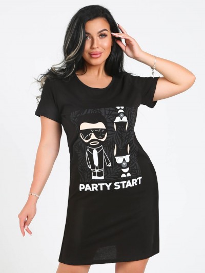 Туника женская с принтом 3320-0001 - черный (НТ)