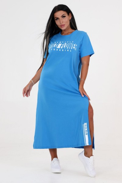 Туника длинная с разрезами 3320-0001-Т-РАЗ - голубой (НТ)