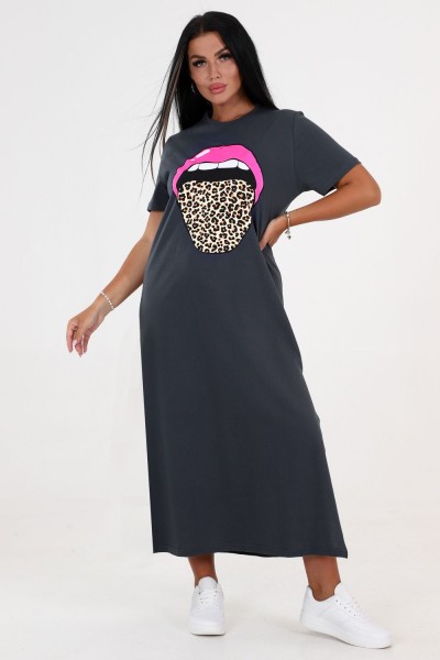 Туника длинная с разрезами 3320-0001-Т-РАЗ - графит (НТ)