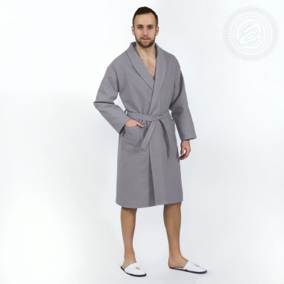 Халат запашной с воротником (серебро) 011S-M (АД) Халат запашной с воротником (серебро) 011S-M (АД)