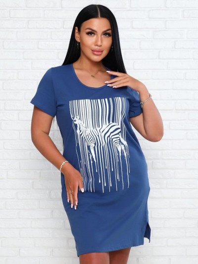 Туника женская с принтом 3320-0001 - синий (НТ)