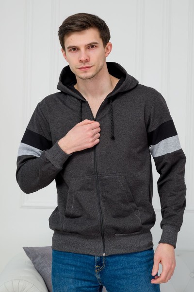 Толстовка мужская на молнии из футера Оскар-2 антрацит (АМ) Толстовка мужская на молнии из футера Оскар-2 антрацит (АМ)