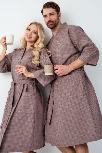 Халат Кимоно ВК-242 мужской - серо-коричневый (НТ) Халат Кимоно ВК-242 мужской - серо-коричневый (НТ)