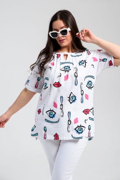 Туника 8243 - глаза на белом (НТ)