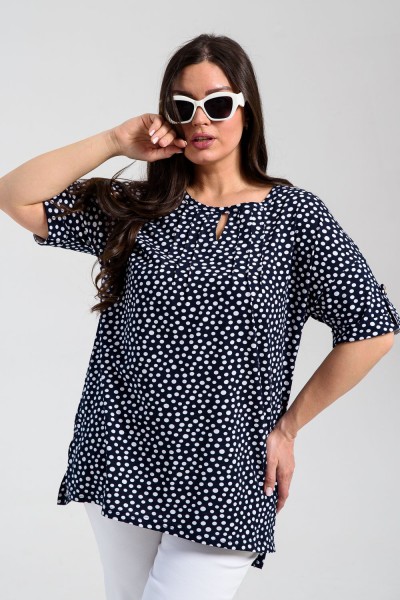 Туника 8243 - мелкий горох на темно-синем (НТ)