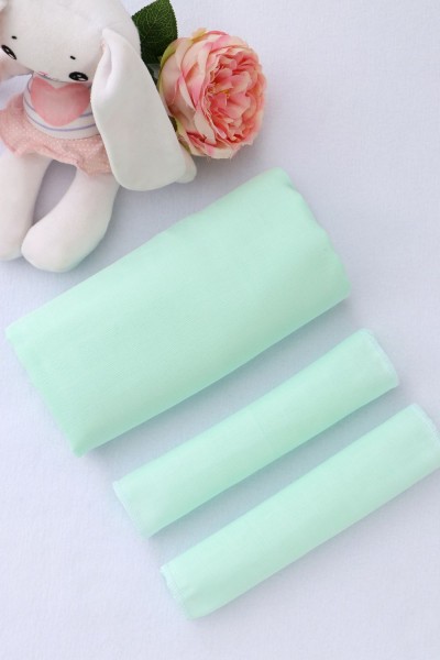 Комплект из муслина пеленка 110х110 и 2 салфетки 23х23 арт.КТ-М-мята - мята (НТ)