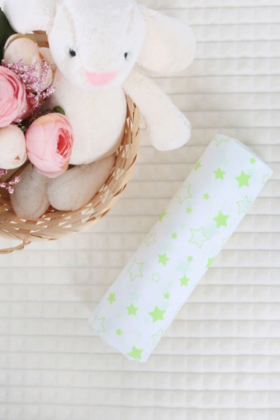 Пеленка из бязи арт. ПЛБ-75-звездочка -салатовая (НТ)