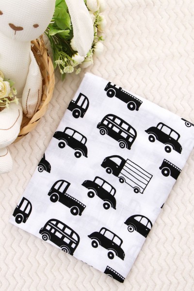 Пеленка из муслина 90х130 арт.ПЛ-М-машинки (НТ)