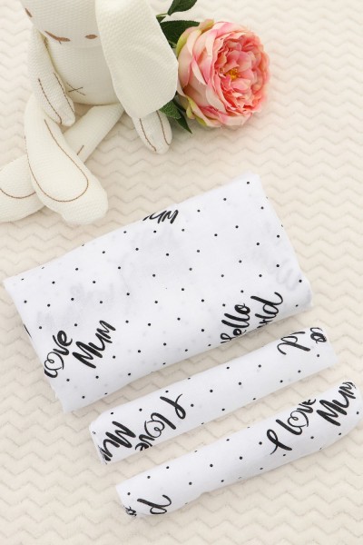 Комплект из муслина пеленка 110х110 и 2 салфетки 23х23 арт.КТ-М-люблю-маму (НТ)