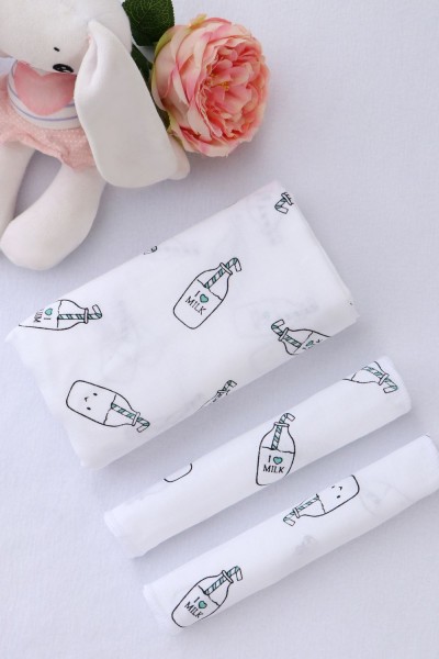 Комплект из муслина пеленка 110х110 и 2 салфетки 23х23 арт. КТ-М-молоко (НТ)