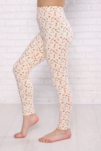 Лосины Листики длинные детские - экрю (НТ)