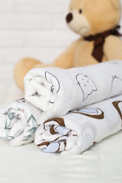 Пеленки из муслина 100*120 - белый (НТ)