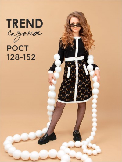 Платье для девочки вязанный трикотаж Соль&Перец SP50122 - черный (НТ)