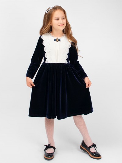 Платье бархатное для девочки SP0167 - синий (НТ)