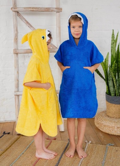 Пончо махровое Сказка - синий (НТ)