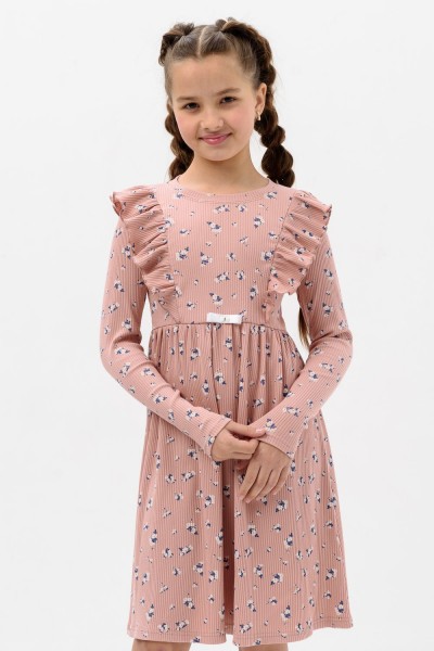 Платье Бетти длинный рукав детское - пудровый (НТ)