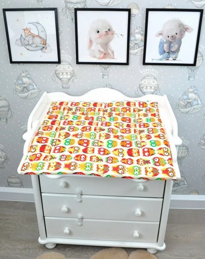 Матрасик для пеленания водоотталкивающий - совы на жёлтом (НТ)