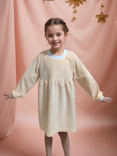 Платье Велюр с длинным рукавом 33054 - желтый (НТ)