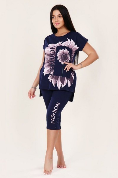 Костюм с бриджами FASHION flower 397 - темно-синий (НТ) Костюм с бриджами FASHION flower 397 - темно-синий (НТ)