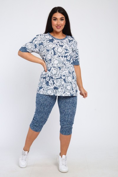 Костюм женский КБЖЖ0050А - белый-голубой (НТ) Костюм женский КБЖЖ0050А - белый-голубой (НТ)