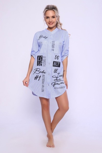 Туника с принтом - Baby - 624 - голубой (НТ)