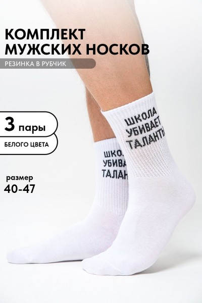 Носки мужские Талант (набор 3 пары) - белый (НТ) Носки мужские Талант (набор 3 пары) - белый (НТ)