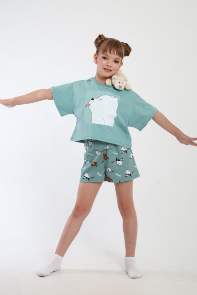 Пижама для девочки Хулиган арт. ПД-019-069 - бирюза-бирюза (НТ)