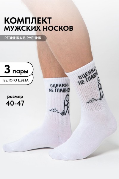 Носки мужские Оценки не главное (набор 3 пары) - белый (НТ)