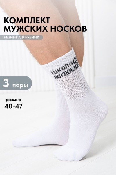 Носки мужские Школа@ (набор 3 пары) - белый (НТ)