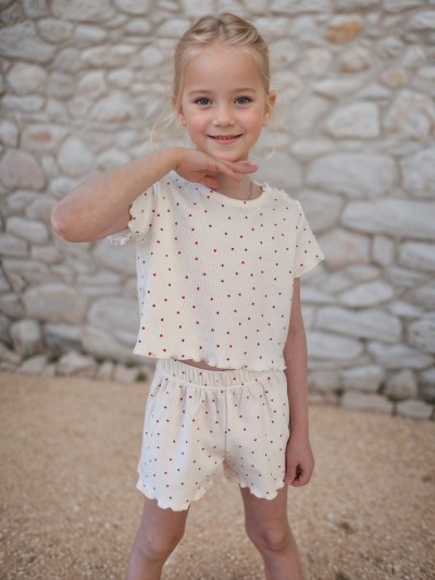 Пижама Пружинка топ с шортами 33063 сердца - сердца на молочном (НТ)