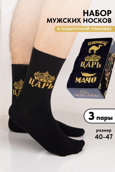 Носки мужские Мачо (набор 3 пары) - черный (НТ)