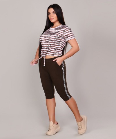376 Костюм с бриджами - Fashion sports - шоколадный (НТ)
